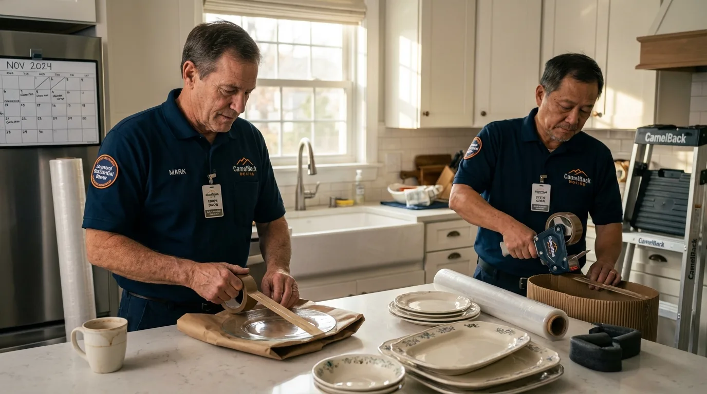 Professional crew packing kitchen dishware in Dolan Springs, AZ