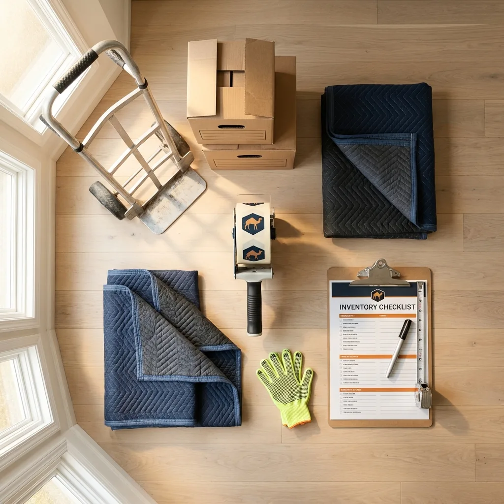 Professional moving supplies and packing materials layout for Dolan Springs residential relocations